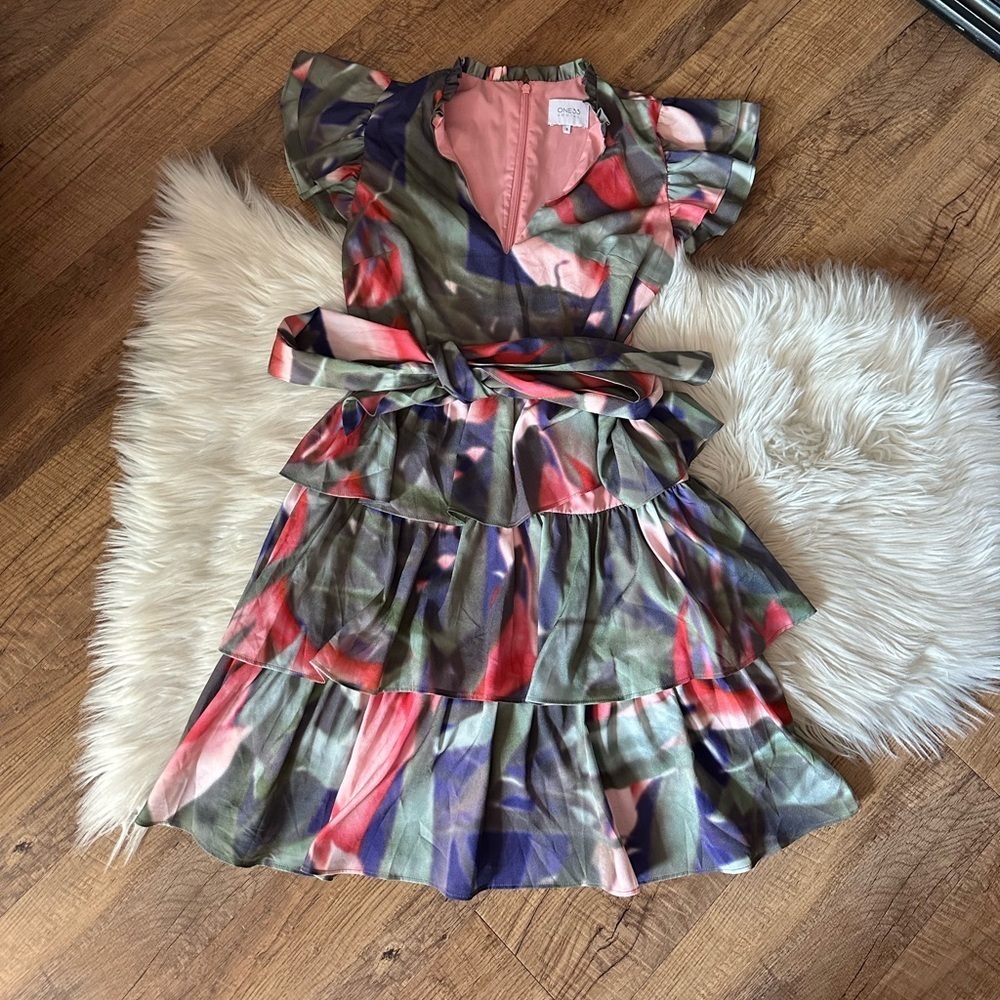 ONE33 SOCIAL Multi Print Ruffle Mini Dress - Picture 2 of 4
